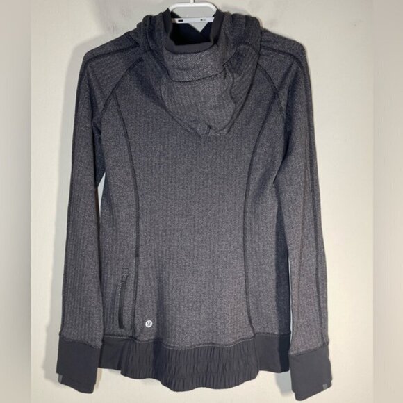 Lululemon Think Fast Hoodie Heathered Herringbone Black size 6 - Picture 7 of 9